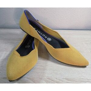 Rothy's The Point Flats Mustard Yellow Knit Pointed Toe Shoes Women's 9.5
